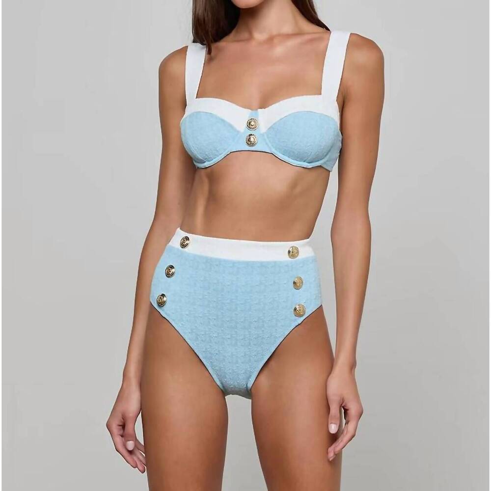 NEW L'AGENCE alexandria bikini set in powder blue/white